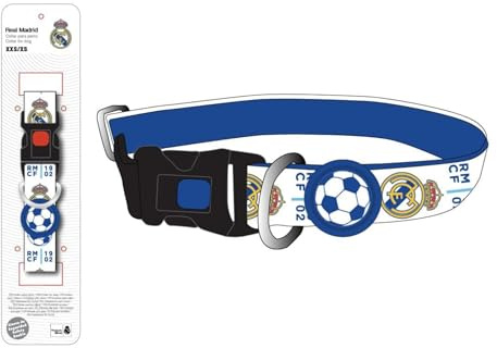 Offizielles Real Madrid Hundehalsband mit sportlichem und verstellbarem Design / Strapazierfähiges und stylisches Accessoire für Real Madrid Fans