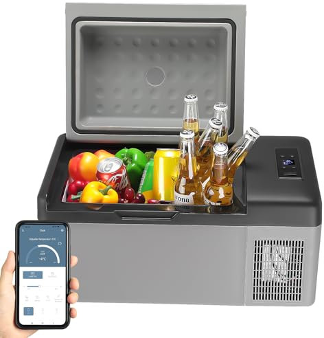 ISINEVER Kompressor Kühlbox 20L, Auto-Kühlschrank -20℃~20℃, Tragbarer Kühlschrank 12/24V DC 100-240V AC, Tragbarer Gefrierschrank mit APP-Steuerung für Auto, Lkw, Camping, Reisen, Boot