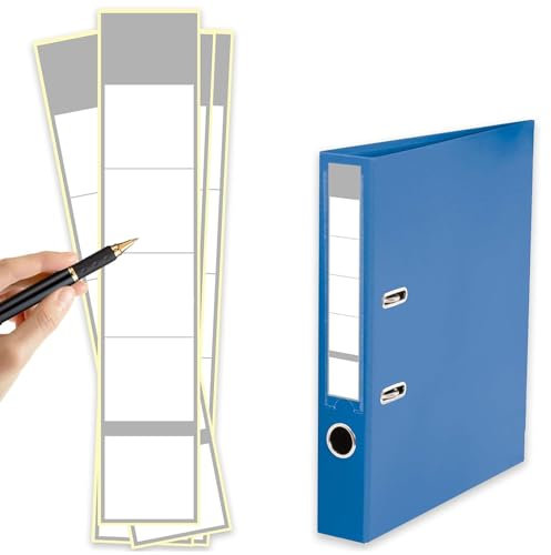 Embhlitfe 50 Stück Selbstklebende Ordnerrücken-Etiketten 5,4 x 1,9 cm – Beschreibbare Rückenschilder für 8 cm Breite Ordner | Büro, Bibliothek, Archivierung (grau)