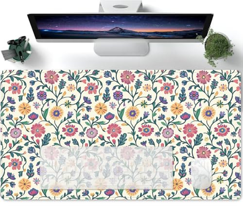 Gaming Mouse Mat Flower Plant Painting Large on Top of Desk Keyboard Playmat, Extended Mouse Pad for Work & Game - 600x300mm