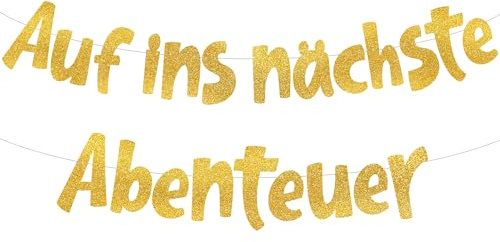 Tasoraor Abschiedsparty Deko Goldene Girlande - Glitzer Auf Ins Nächste Abenteuer Banner Männer Frauen, Ruhestand Abschied Kollegin Abschluss Party Geburtstagsfeier Dekoration