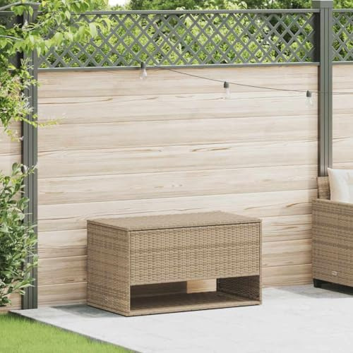 Teenpull Garten Kissenbox Beige 100x55x55,5 cm aus Poly Rattan mit wasserdichtem Innenbeutel, robuste Outdoor Aufbewahrungsbox für Terrasse und Pool