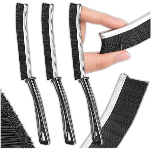 KRUMAD Fugenbürste, Eckreinigungsbürste, Reinigungsbürsten für Bad, Küche | Set 3, 23 cm, Breite 1–1,5 cm, PP und Metalllegierung, Kunstfaser, Flexibel, dichte Borsten, Bequemer, Langer Griff, Schwarz
