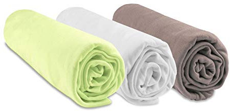 Lot de 3 Draps Housse pour Couffin 32x72 cm Ovale | Anis Blanc Taupe | 100% Bambou | pour Matelas Ovale pour Couffin, Nacelle, Landau 32 x 72 cm| Marque Easy Dort | Oeko Tex | Fabriqué en Europe |