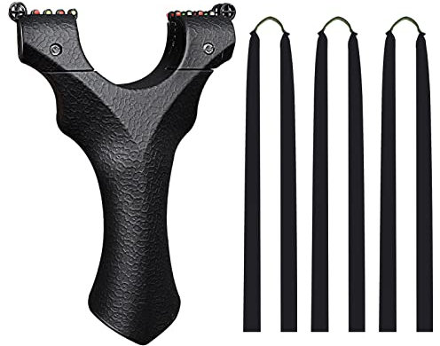 Obert Flat Band Slingshot Hunting Catapult with 3pcs Black Flat Rubber Bands 10 aiming Point Outdoor Game Shot Adult Toy