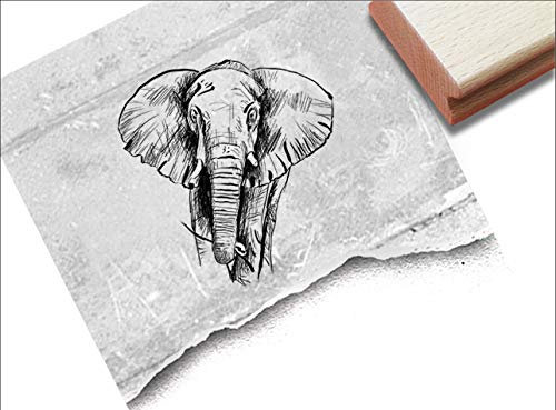 Stempel Tierstempel Elefant - 3 Größen - Motivstempel Karten Basteln Kunst Deko Scrapbook Art Journal Bullet Stamp Schule Geschenk - zAcheR-fineT (mittel ca. 75 x 79 mm)