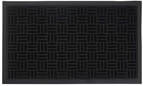 Vinsani® Front Door, Outdoor Anti Slip Entrance Mat Black 45 x 75cm - Waterproof & Washable Heavy-Duty Dirt Trapper Non-Slip Carpet for Doorstep, Hallway, Entry, Kitchen, Bedroom