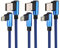 AAOTOKK 6ft 90 Degrés Micro USB Android Chargeur 90 Degrés USB 2.0 A Mâle vers 2.0 USB Micro Mâle Câble de Charge Rapide pour USB 2.0 Micro Port Power Bank Smartphones etc (Bleu/3pièce)