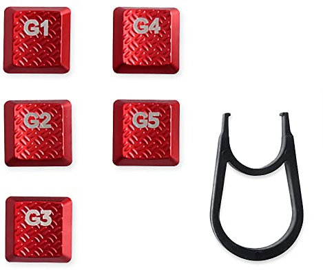 HUYUN Kunststoff-Ständer, Fußbein-Tastenkappen, USB-Ladekabel, Ersatz für Logit G813/G815/G913/G915 TKL RGB mechanische Gaming-Tastatur (G1~G5 Tasten, rot)