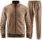 W JIANWANG Herren Jogginganzug Trainingsanzug Sportanzug Fußball Sporthose für Gym Tracksuit Atmungsaktiv Hausanzug Braun JW-2501-XL