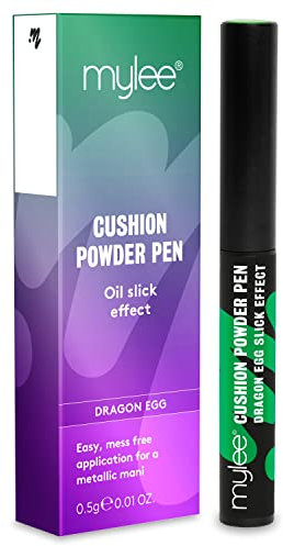 Mylee Air Cushion Chrome Powder Pen - Holographic Nail Powder Decoration, Shiny Metallic Mirror Effect - Long Lasting, DIY Nail Art, Manicure Tool - Dragon Egg