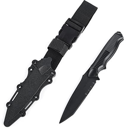 QIRUIMY Cuchillos tácticos de plástico, cuchillos de combate de goma flexibles con palos, amantes del entrenamiento de la pistola de aire CS Cosplay Modelo de la daga vestido (Negro)