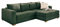 Home4You Ecksofa - Grün - Cord - mit Ausziehfunktion und Bettkasten