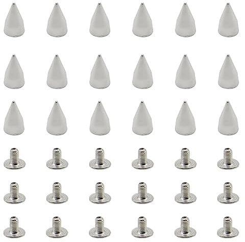 CEEYSEE 100 Stück Punk Nieten 7 x 14mm Metall Kegel Spike Nieten Ziernieten Spitznieten für Taschen,Jacken,Schuhen, Mützen, und DIY Handwerk (Silber 7x14mm)