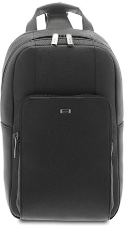 Giudi ® - Rucksack mit Schulterriemen für Herren, Rucksack aus echtem Leder, Kalbsleder, lässiger Rucksack, Tablet-Halter für 10 Zoll (2 Fächer), hergestellt in Italien - 12063/AE, Schwarz , 32,00 x