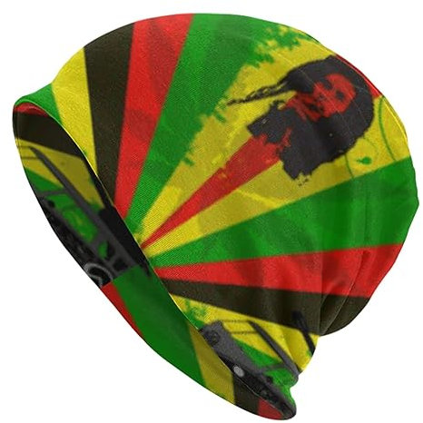 Suyxkop Jamaika-Flagge, Beanie-Mütze, Strickmütze, Totenkopfkappe, lässig, warm, Kopfbedeckung zum Joggen, Radfahren, Erwachsene, Damen, Herren, Rasta Löwe Jamaikanische Reggae Liebe..., Einheitsgr��e