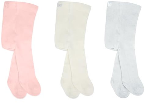 bistyle Collants doux pour bébé fille | Legging en coton bio pour enfants Collants nouveau-nés | Collants chauds pour filles confortables, Gris/Blanc/Rose, 0-6 Mois