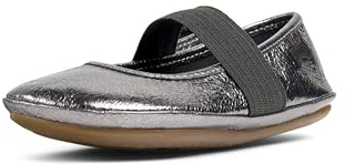 Camper Right Leather Mary Jane Flats for Girls - Ultra-Comfortable Ballerina Shoes with Comfort Footbed, Leather Lining, and Flexible Rubber Outsole, Dark Gray 155-33 EU / 1 US