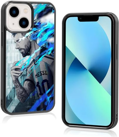 Coole Fußball-Handyhülle, kreatives Fußball, für iPhone 13 Mini, rutschfestes Muster-Design und Stoßdämpfung, weiches Silikagel, Rahmenunterstützung, schwarze Handyhülle für Teenager, Mädchen und