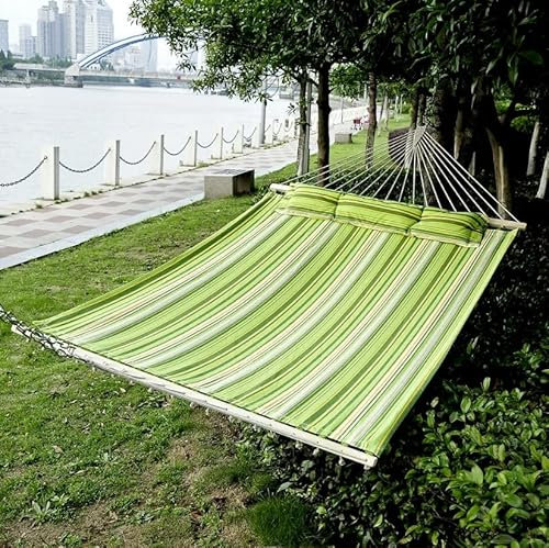 Large Garden Hammock 2 Seater Sun Day Bed Outdoor Hanging Swing Patio Porch Pillow Bench Modern Portable Double Camping Deck Relax Lounger
