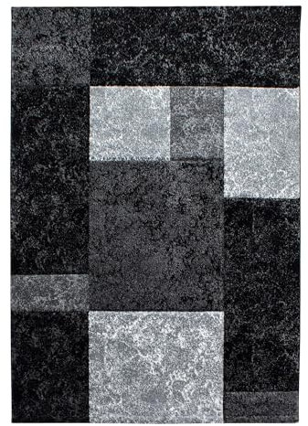 Kurzflor Teppich Hara Läufer, Farbe: Schwarz, Größe:80x150 cm