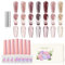 Adhere 12ml 7pcs Cat Eye Nail Polish Gel Kit with Magnetic Stick - Pink Rose Beige Gel Nail Polish Varnish Magnetic Gel Polish Soak Off Nude Manicure Nail Salon