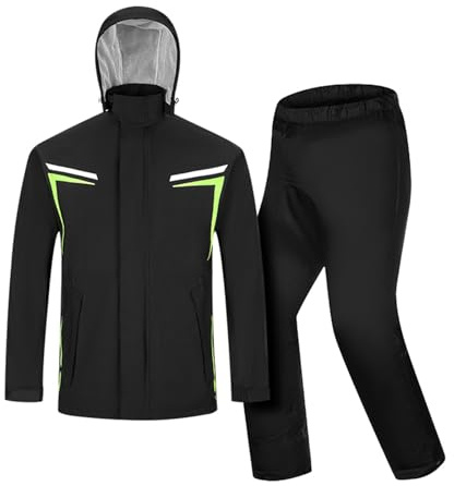 Taoyoule Trajes Impermeables para Hombres Chaqueta y Pantalones para la Lluvia Impermeables Ligeros con Capucha Conjunto Impermeable para Montar en Bicicleta