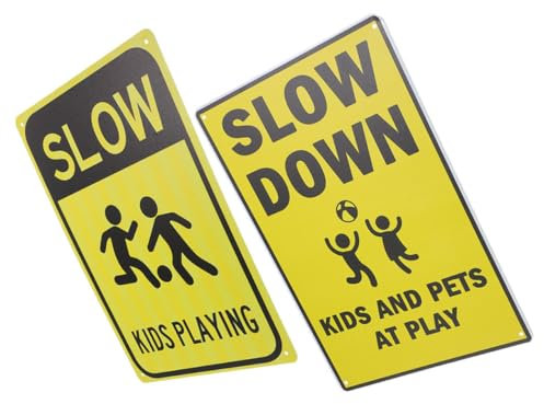ULTECHNOVO Panneaux De Signalisation Routière « Attention » 2 Pièces Panneaux De Signalisation « Attention Aux Enfants Qui Jouent » Bords Arrondis En Métal Robuste Pour La Sécurité Routière