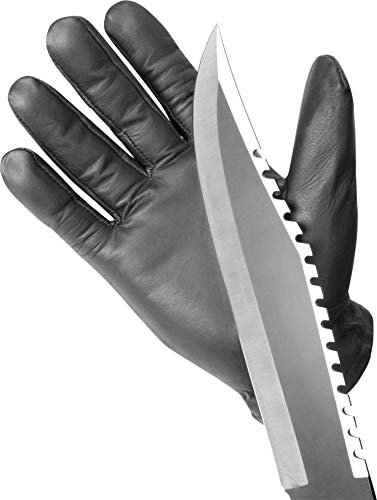normani Echtleder Quarzsand Security Handschuhe mit schnitthemmenden Kevlar Lederhandschuhe SEC Einsatzhandschuhe mit Quarzsandfüllung Sicherheitshandschuhe Police Diensthandschuhe Größe L