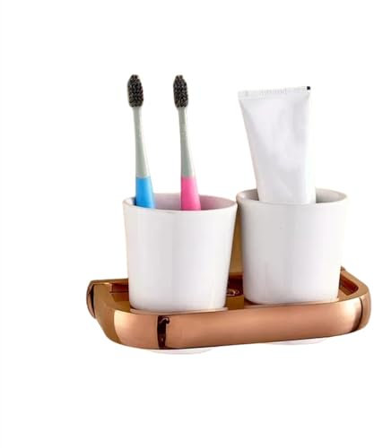 Jewelry Roségold Messing Handtuch Rack Hanges Stangen Bar Haken Bad Regal Toilettenpapierpapierhalter Badezimmer Hardware Organizer Zubehör, Toilettenbürstenhalter (Tasse Becher Halter) Jewelry for