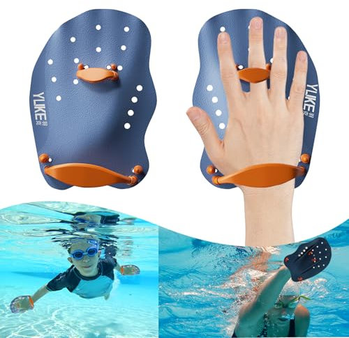 FairyPeach Handpaddles,Schwimmpaddel,Tauchen Hand Paddeln,Schwimmpaddel mit Verstellbaren Riemen,PVC-frei (Blau, M)