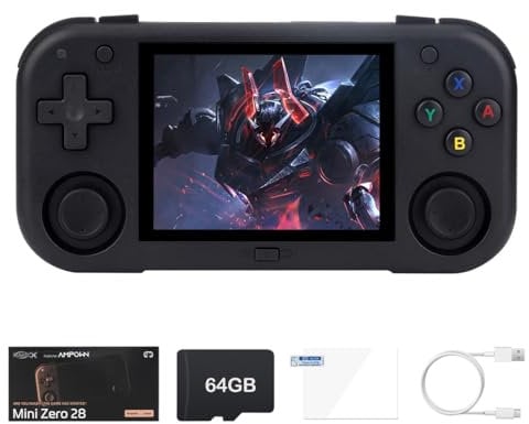 JOYARCH Mini Zero 28 Portable Handle Game Console, 2.8-Inch Retro Open Source Handheld Joystick Game Console, 128G Retro Games Player Bilut-in Android System & 2900mAh Battery