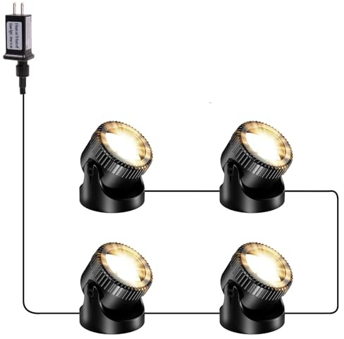 POPOSOAP Teichleuchten, 4-in-1 Warmweiß Unterwasser LED Strahler | IP68 Wasserdicht Landschaftsbeleuchtung, Tauchlichter für Teich, Garten, Terrasse, Brunnen, Pool & Wasserfall Deko