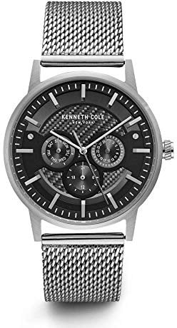 Kenneth Cole New York Herren-Armbanduhr, Quarz, Edelstahl und Leder