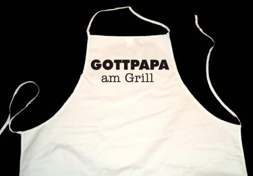 ShirtShop-Saar Gottpapa am Grill; Grillschürze weiß (Kochen, Grillen, Backen)