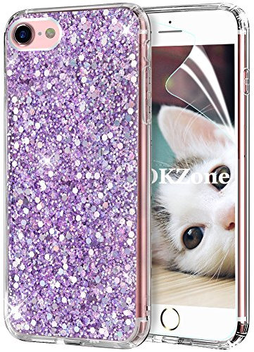 OKZone Cover iPhone 8,Custodia iPhone 7 Custodia Lucciante con Brillantini Glitters Ultra Sottile Designer Case Cover per Apple iPhone 7 / iPhone 8 4.7 Pollici (Viola)