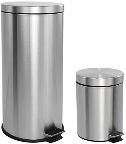 happimess HPM1000A Mini-Mülleimer, stufenlos, für Zuhause, Büro, Küche, Mülleimer, groß: 2,9 Liter, klein: 3,8 l, Edelstahl