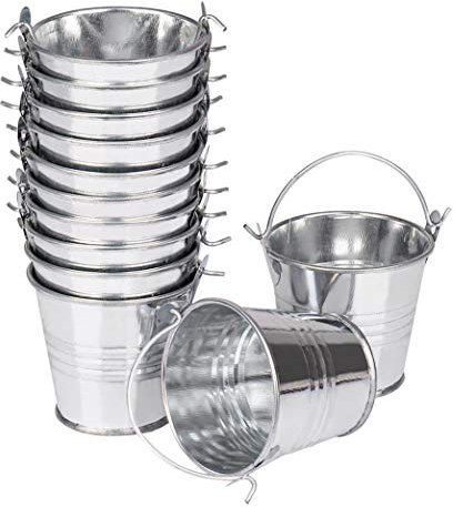 Mini Seau Métal Verni Bonbonnière Dragée pour Déco de Mariage Baptême Fêtes ou Plante 12Pack / 2 Pouces de Hauteur pour boîte de Bonbons, Bougies votives, bibelots, conteneur de Jardin Pot