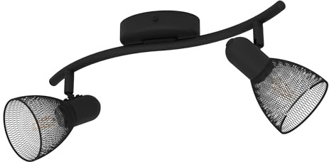 Eglo Ceiling Light Carovigno, 2-Light Ceiling Lamp, Classic, Minimalist | Steel Ceiling Spotlight, Black Living Room Light, Kitchen Lamp, Spots with E14 Socket