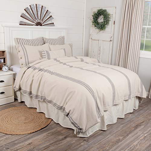 Piper Classics Market Place Bettbezug für King-Size-Bett, gestreift, Grau