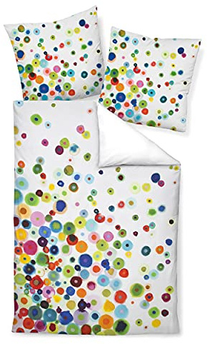 Traumschloss Bettwäsche »Satin« Bunte Punkte auf weißem Hintergrund, 135x200 & 80x80, 100% Baumwolle, mit Reißverschluss bestehend aus Kissen und Bettbezug