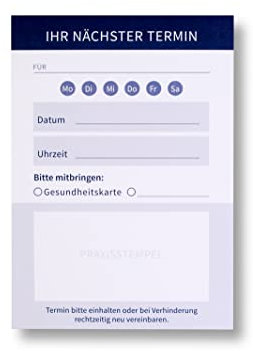 Meyer-Wagenfeld | Terminblock für Ärzte, Zahnärzte und Heilberufe | 2000 Blatt | 100 Blatt je Block | DIN A7 | ein Termin pro Terminzettel | blau