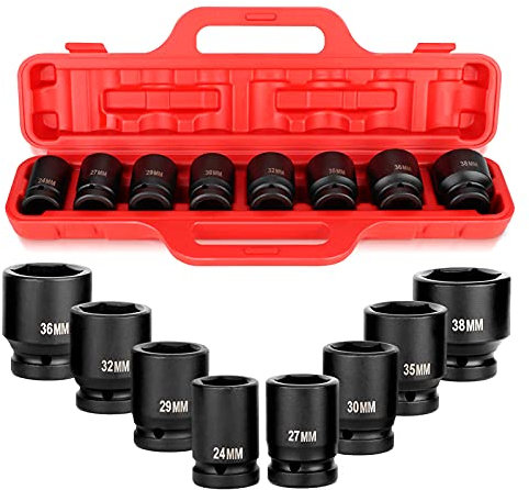 Ejoyous 8 Pièces Douilles Hexagonales Impact Profond 3/4 Po Adaptateurs Acier Chrome Vanadium