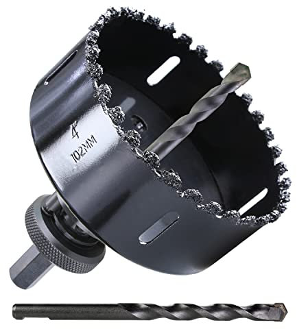 PLG2SUPT Lochsägenschneider mit Hartmetall-Körnung, für harte Planken, Ziegel, Stuck, Trockenbau, Fasern, Zement, Verkleidungen, Gipskartonplatten, 10,2 cm