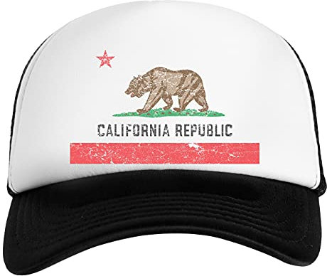 Vintage California Flag Retro Weiß Schwarz Unisex Kinder Baseball Cap Kids White Black