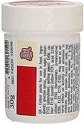 FunCakes Food Colour Paste Christmas Red; Concentrated Food Colouring Paste for Batter, Cream, Fondant, Marzipan, Dough, Modelling and Flower Paste. Halal and Kosher. 30 g
