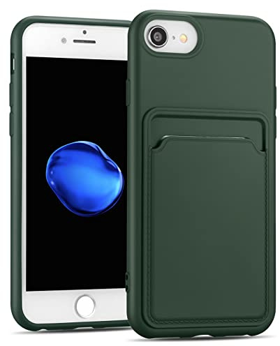 Verco Handyhülle für iPhone SE 2 SE 3 Case Silikon, iPhone SE 2020 2022 Handy Cover mit Kartenfach Dünne Schutzhülle für iPhone 7/8 Hülle - Grün