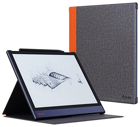 OLAIKE Custodia Pieghevole per Tablet di Carta Onyx BOOX Note Air 10.3'',Auto Sleep/Wake,Copertura Folio in Tessuto Resistente con Supporto Pieghevole,Arancio-Grigio