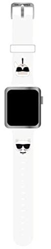 KARL LAGERFELD KLAWLSLCKW Sangle sur Apple Watch 42/44/45 mm en silicone blanc Karl & Choupette Heads