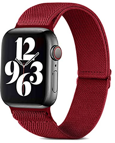Migeec Bracelet Compatible avec Watch 38mm 40mm 42mm 44mm, Bracelet de Remplacement Sport Extensible en Nylon pour iWatch Series SE 7/6/5/4/3/2/1 (38/40/41mm, Bordeaux)